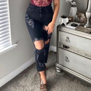 Fashion Nova Distressed High Rise Jeans